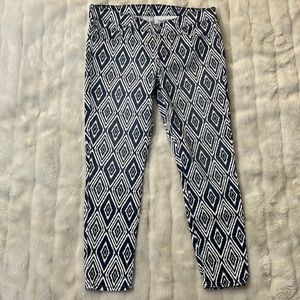 Blue and white jean pants